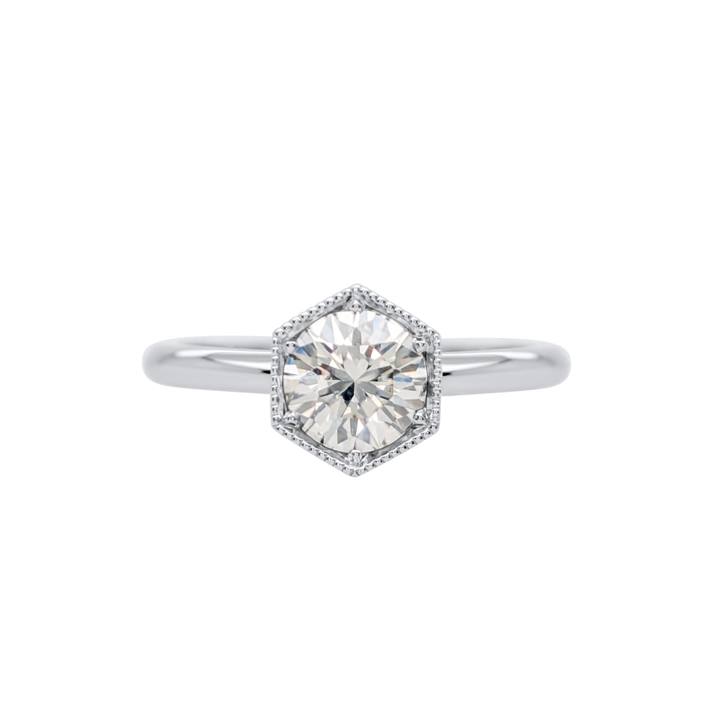 Hexagon Bezel Moissanite Engagement Ring