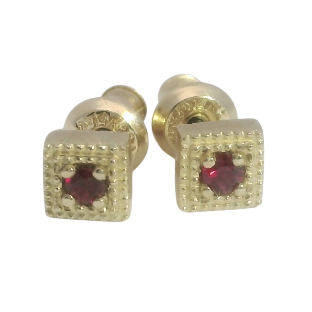 Yellow Gold Ruby Studs