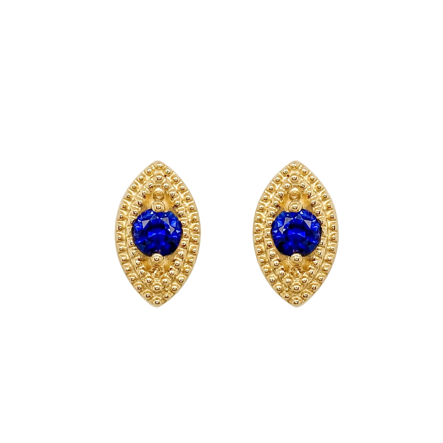 Blue Sapphire Eye Motif Earrings