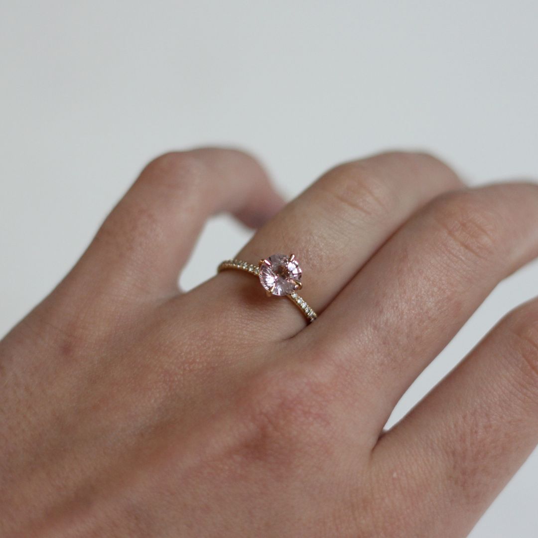 Peach Sapphire Engagement Ring