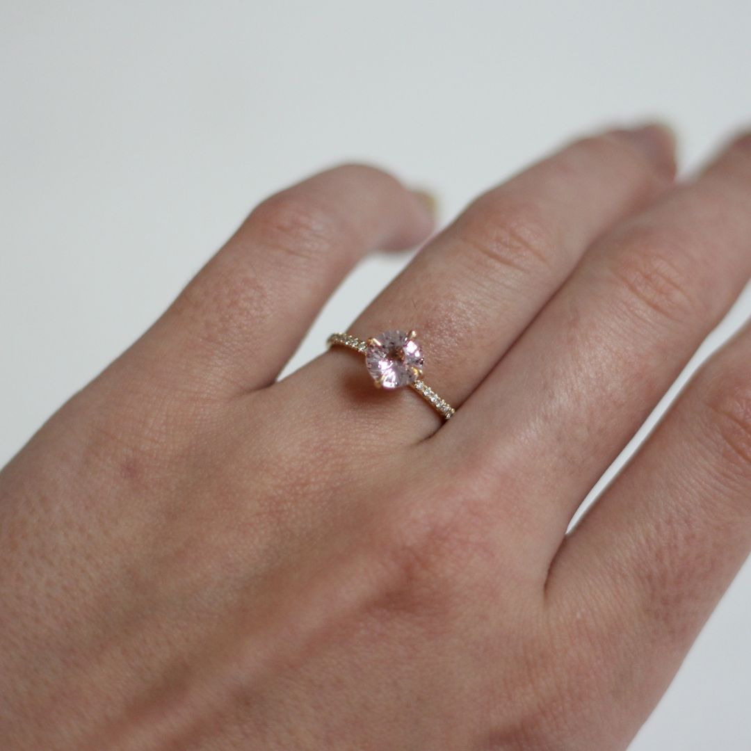 Peach Sapphire Engagement Ring