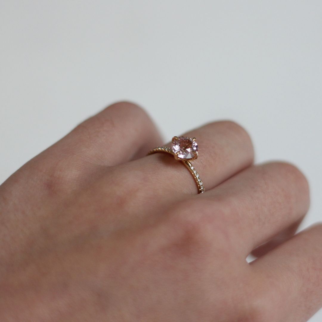 Peach Sapphire Engagement Ring