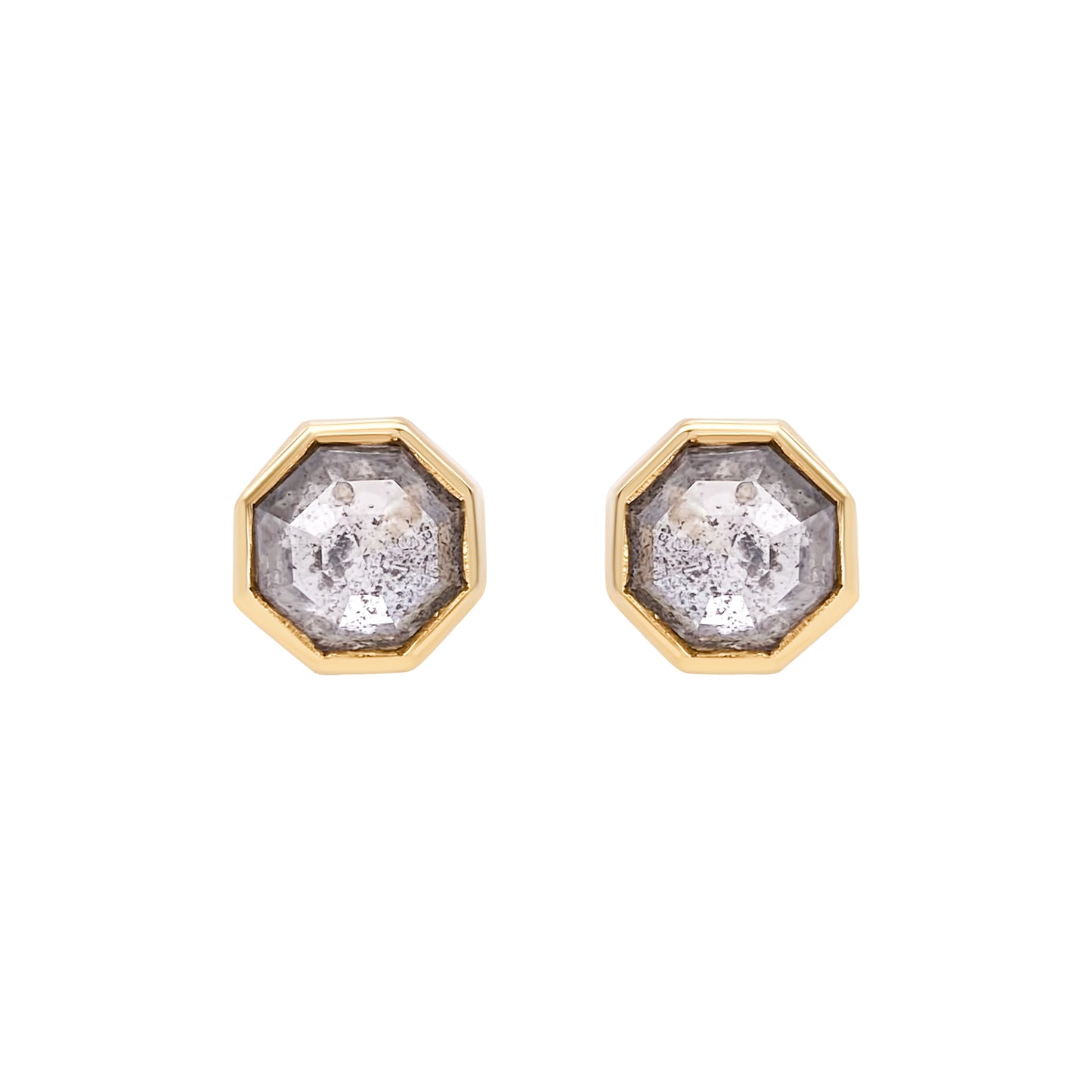 Octagon Salt & Pepper Diamond Earrings