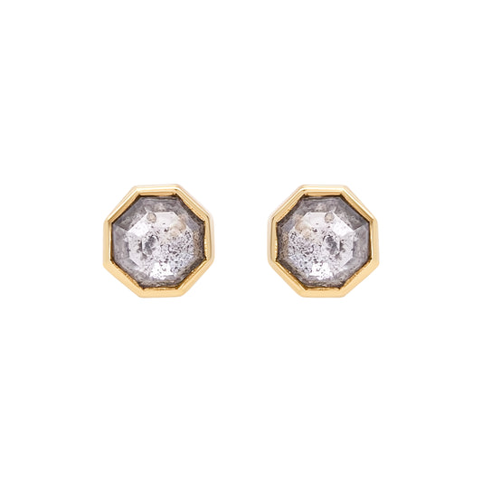 Octagon Salt & Pepper Diamond Earrings