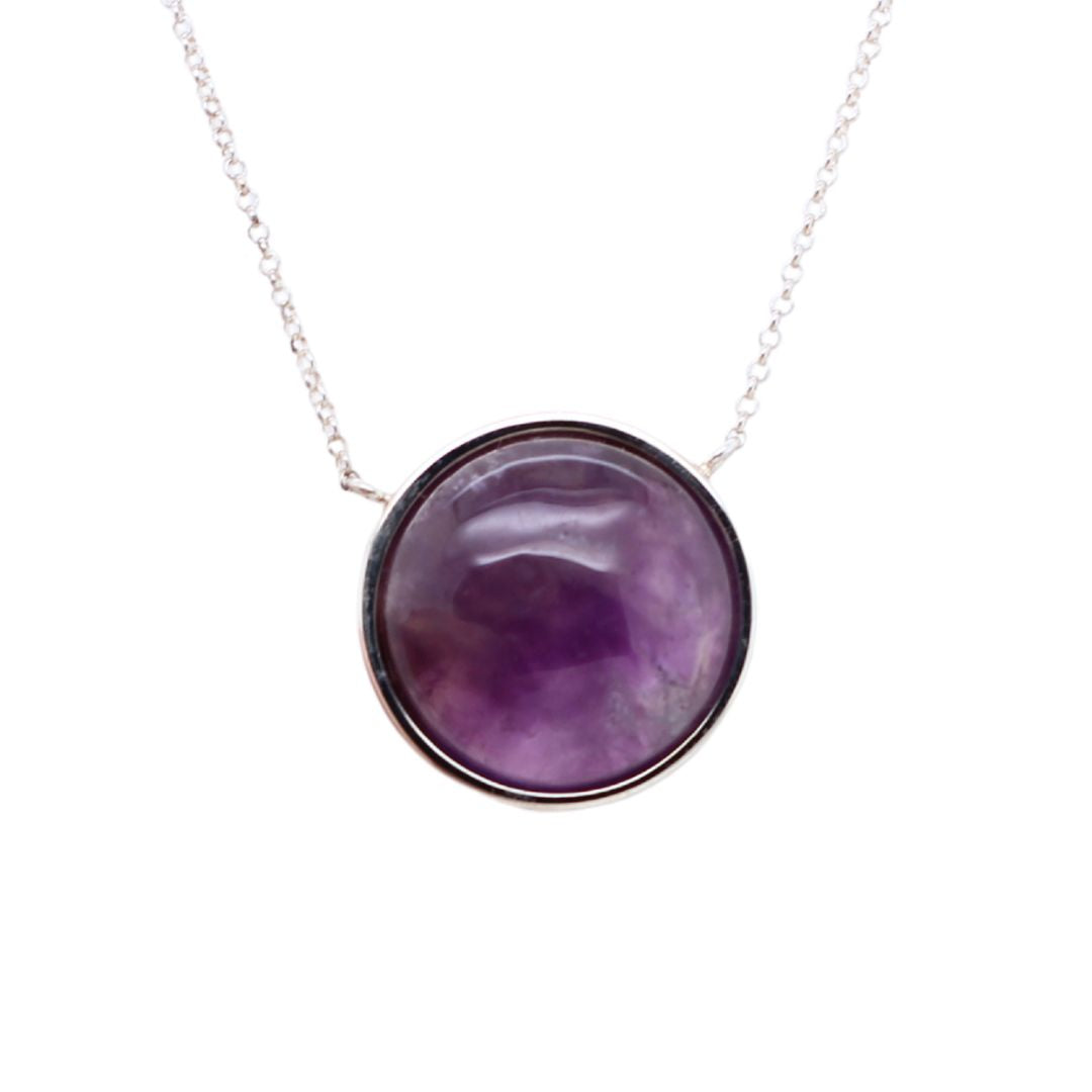 Silver Bezel Gemstone Necklace