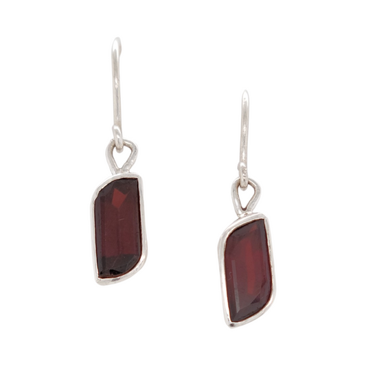 Rectangular Garnet Earrings