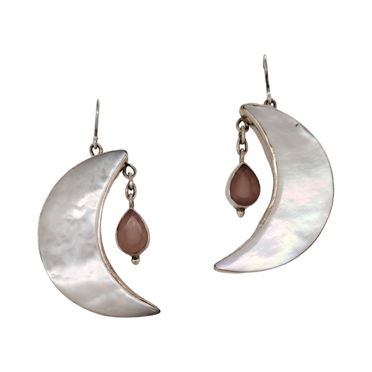 Moonstone Moon Earrings