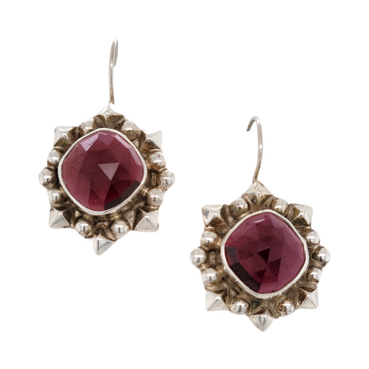 Garnet Flower Earrings