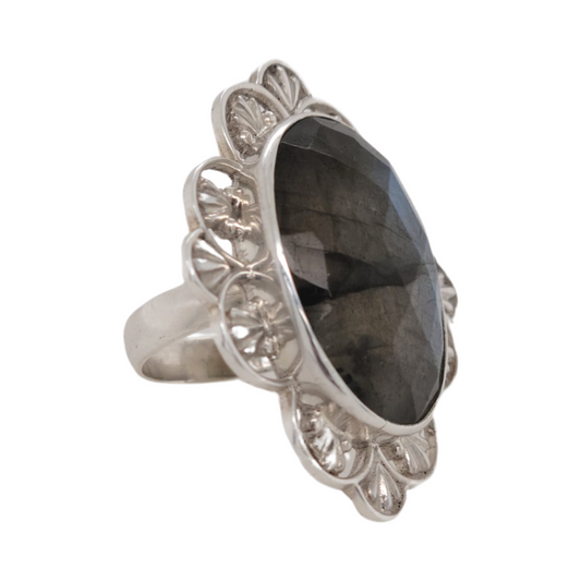 Floral Labradorite Ring