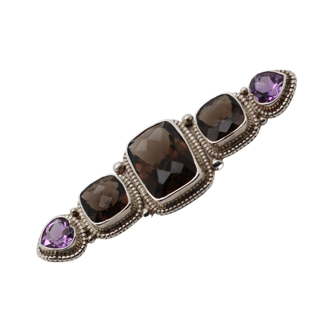 Large Silver Gemstone Brooch