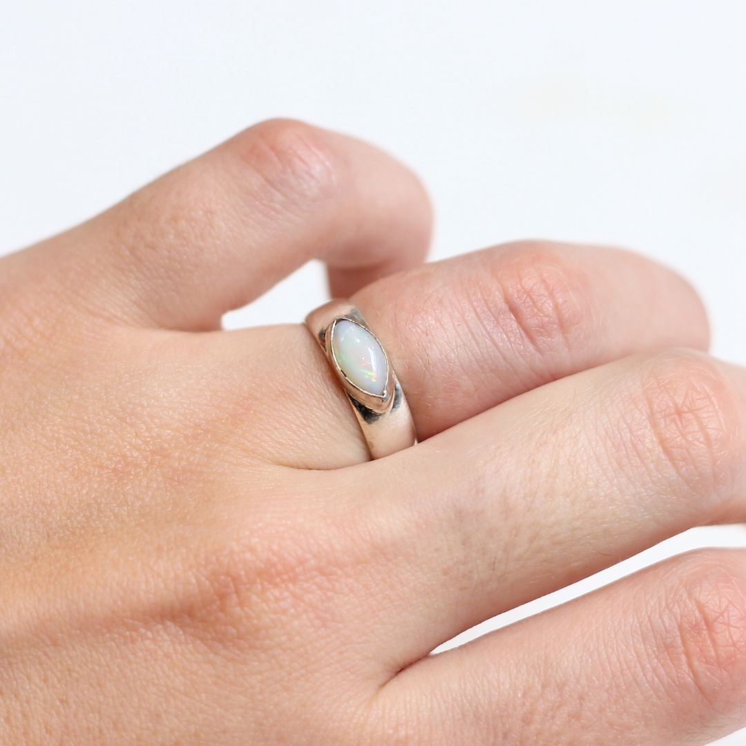 Sterling SIlver Marquise Opal Ring