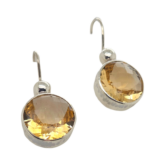 Round Citrine Earrings