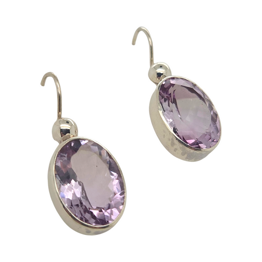 Pink Amethyst Oval Earrings