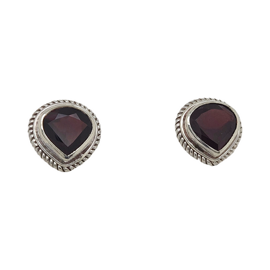 Pear Garnet Studs