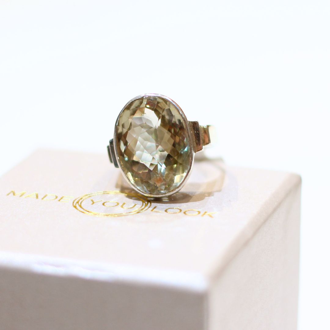 Green Amethyst Bezel Ring