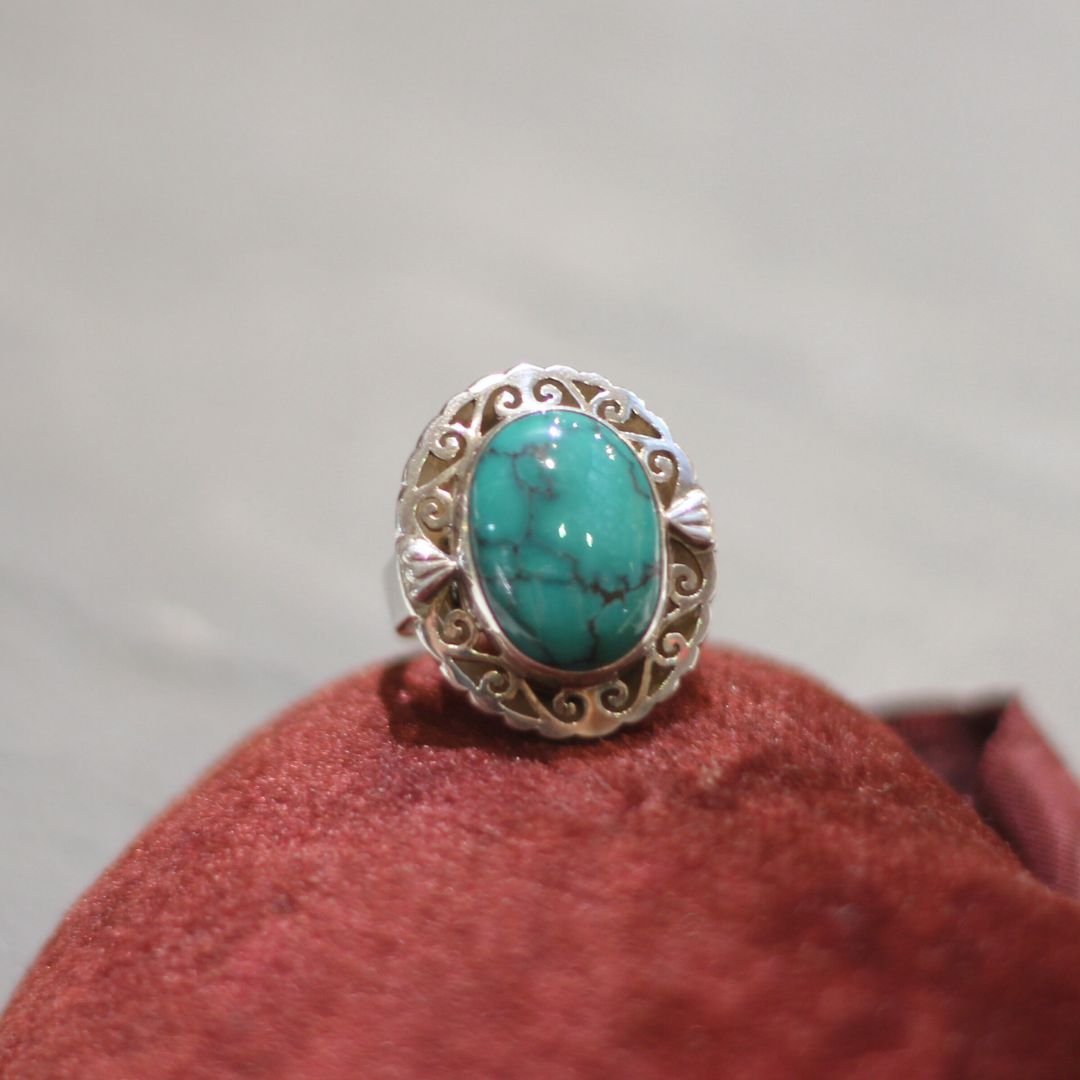 Turquoise Swirl Bezel Ring