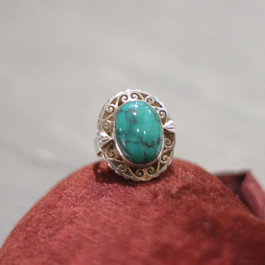 Turquoise Swirl Bezel Ring