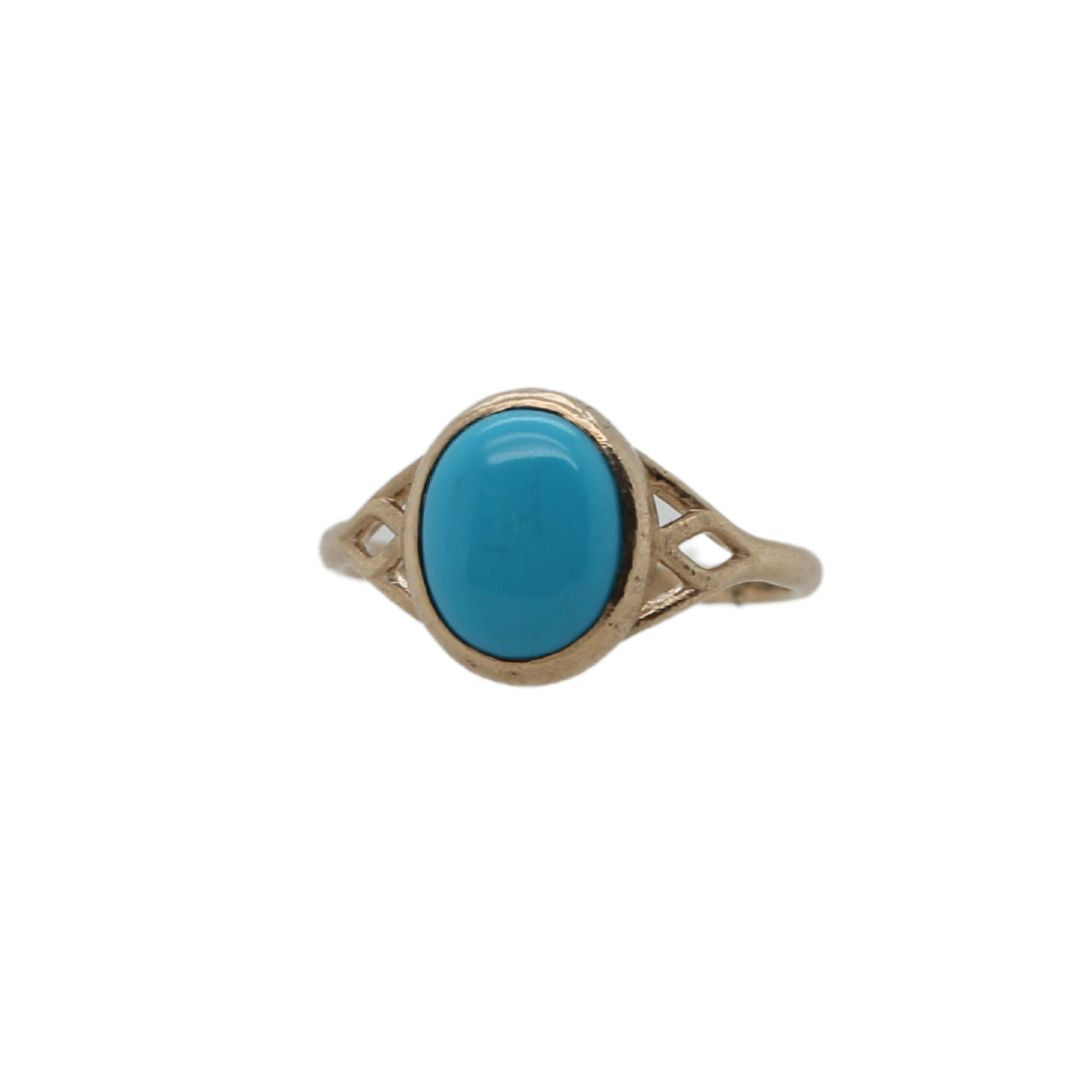 Turquoise Bezel Gold Ring