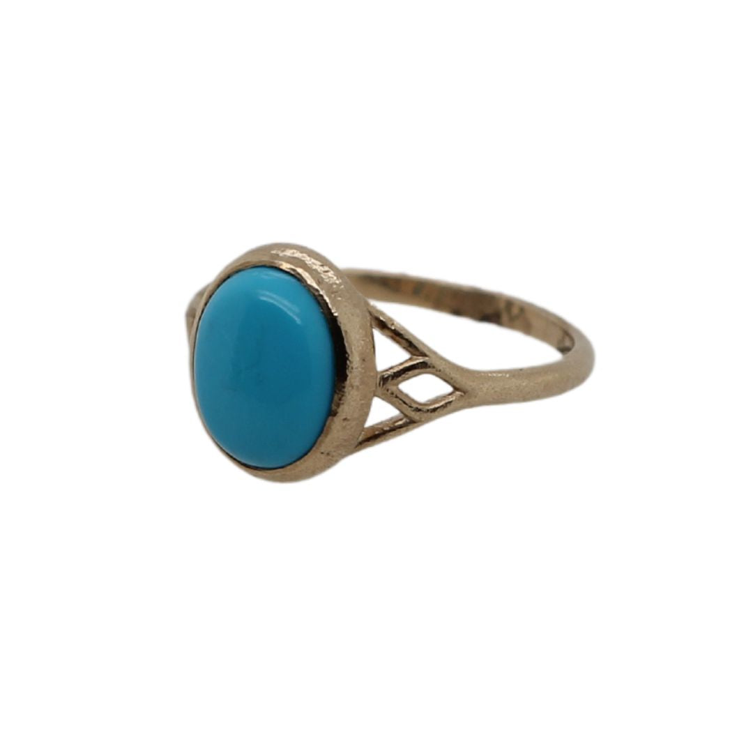 Turquoise Bezel Gold Ring