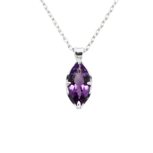 Silver Leaf & Amethyst Necklace