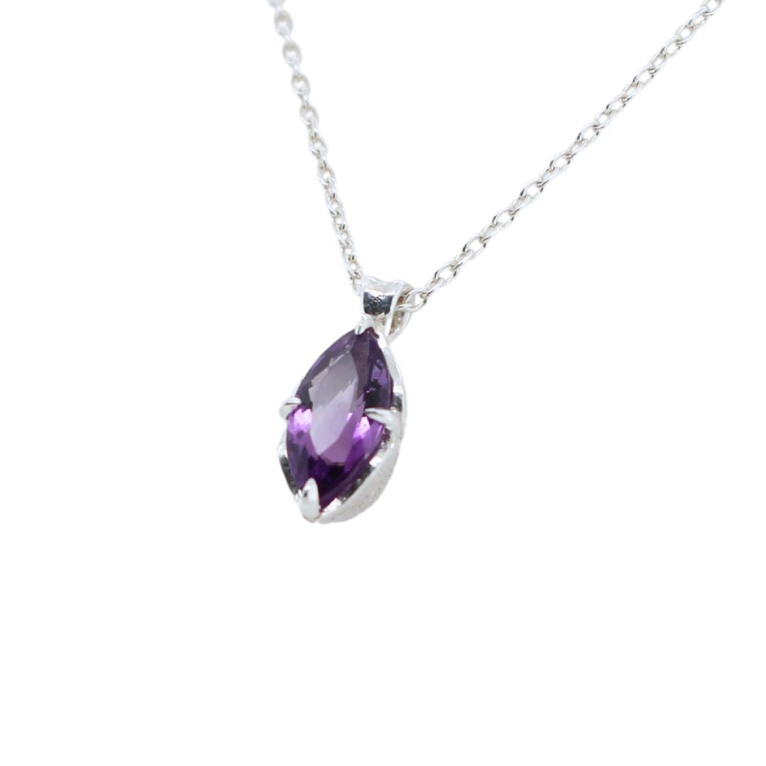 Silver Leaf & Amethyst Necklace