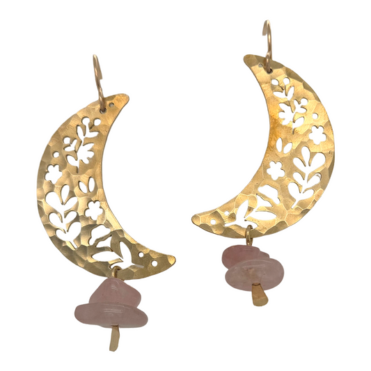 Brass Moon Garden Earrings