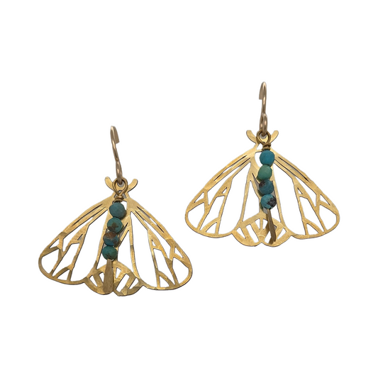 Brass Pepper Moth Earrings