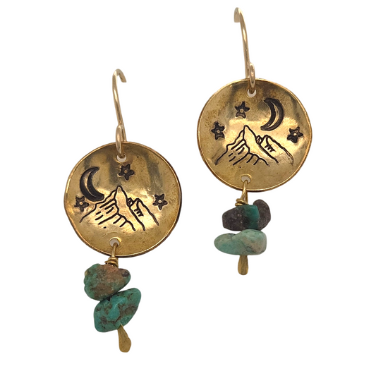 Brass Starry Night Earrings