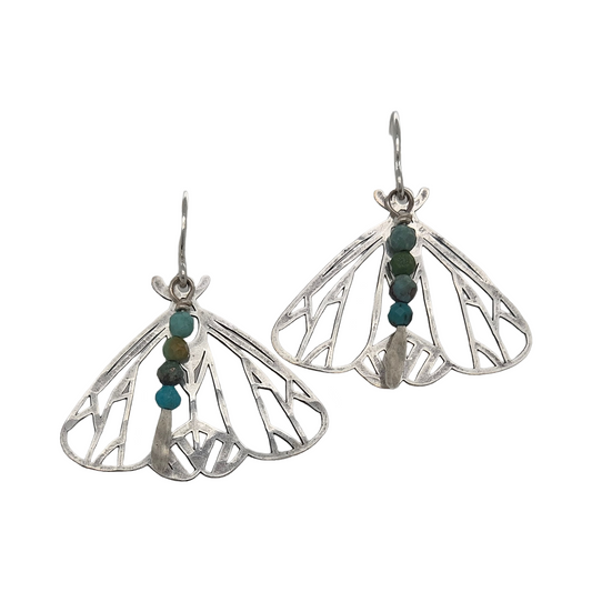 Sterling Silver Turquoise Moth Earrings