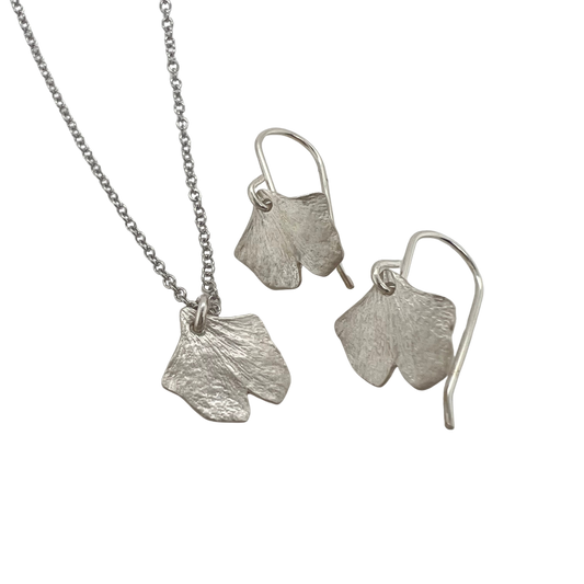 Ginko Leaf Earrings and Necklace