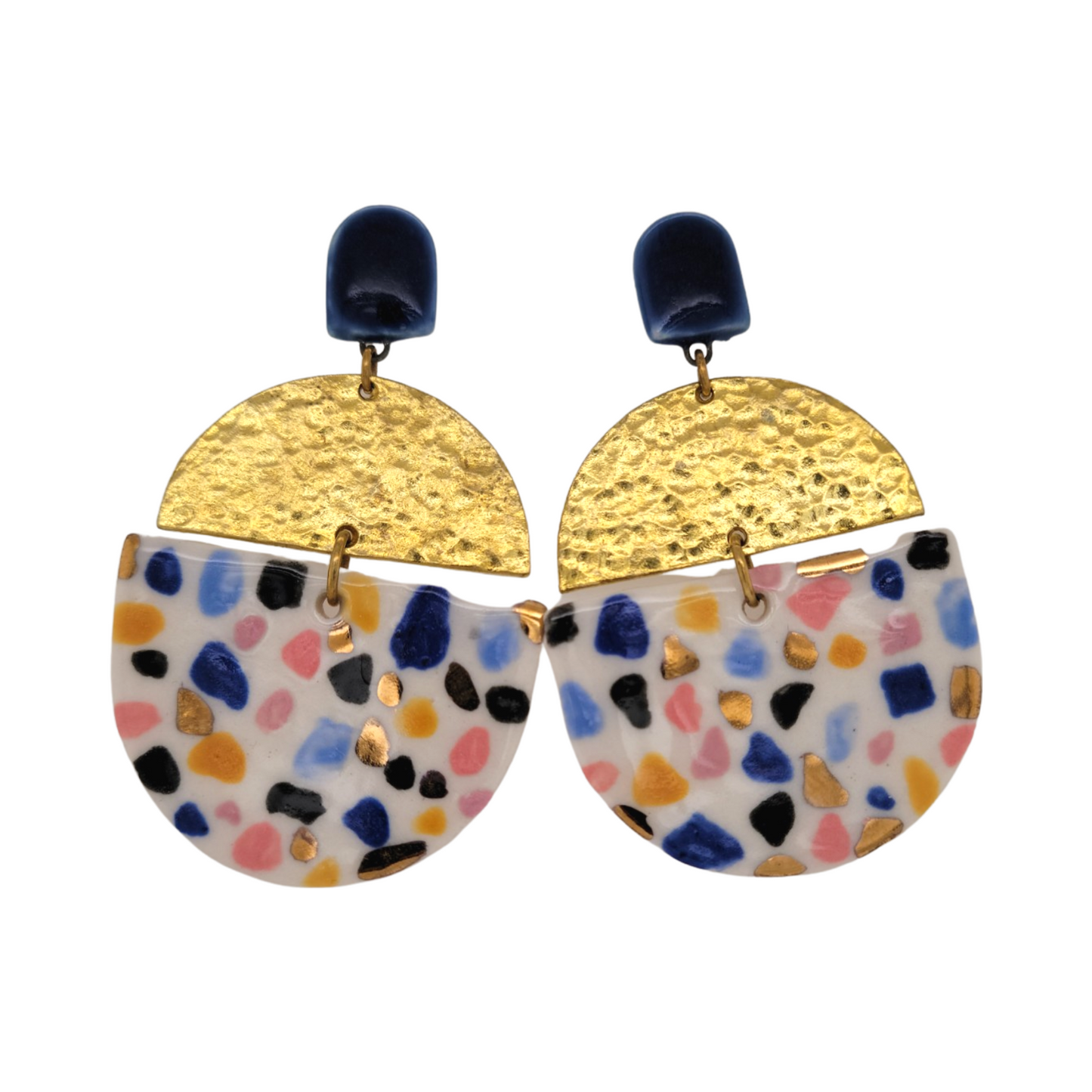 Brass Terrazzo Porcelain Earrings