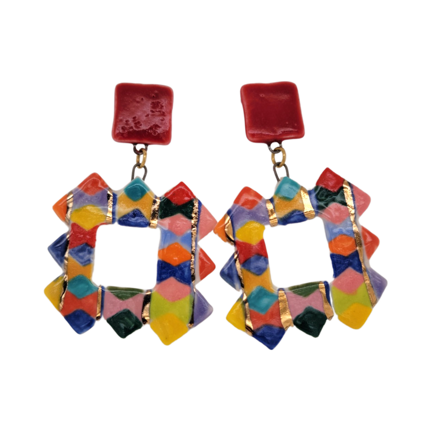 Square Rainbow Earrings