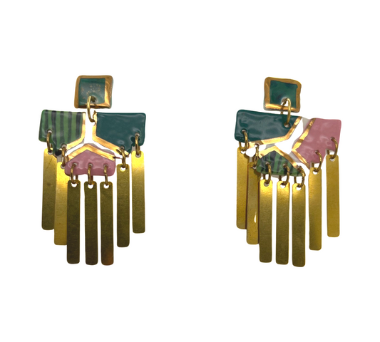 Stepped Colour Block Earrings