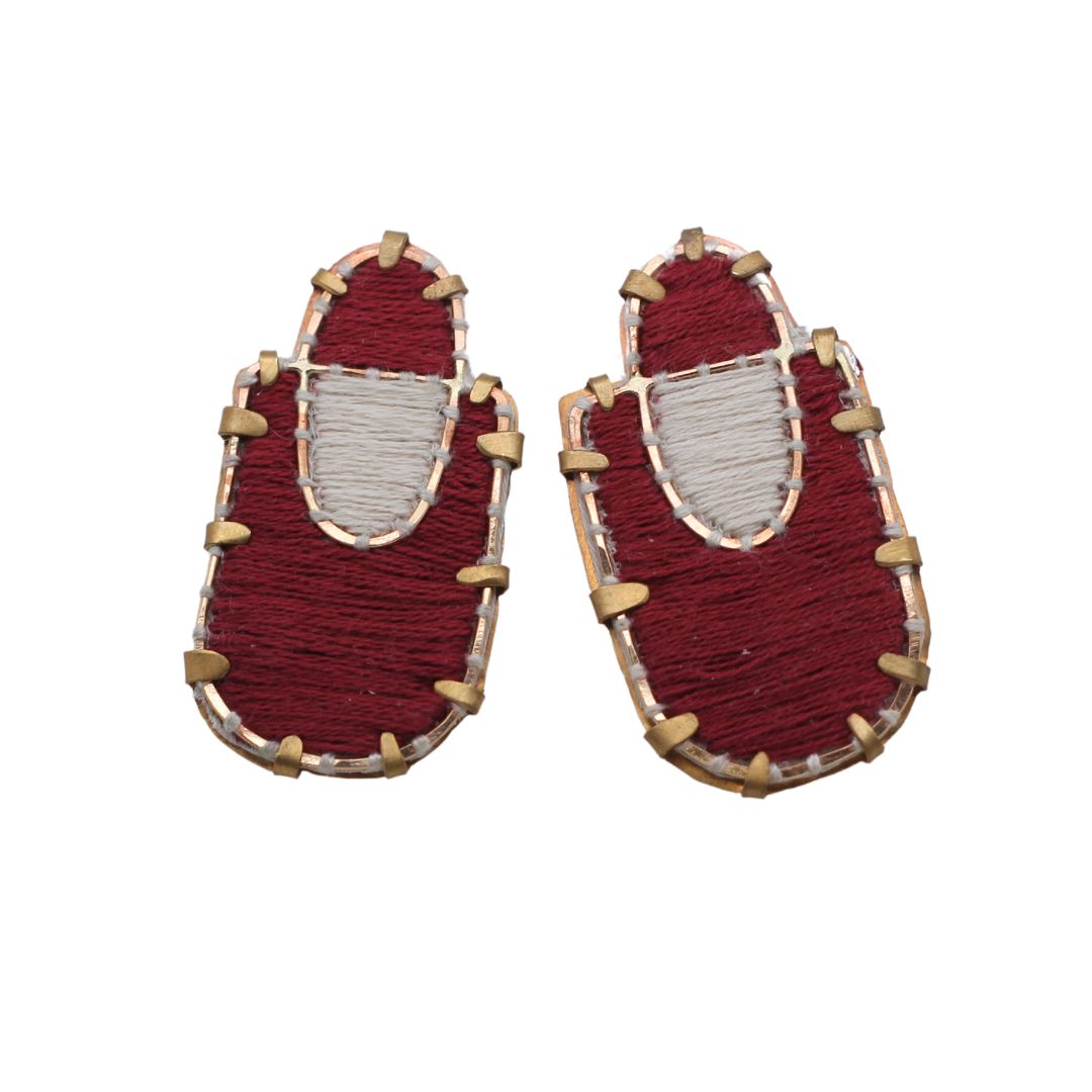 Textile Fabric Abstract Red Earrings