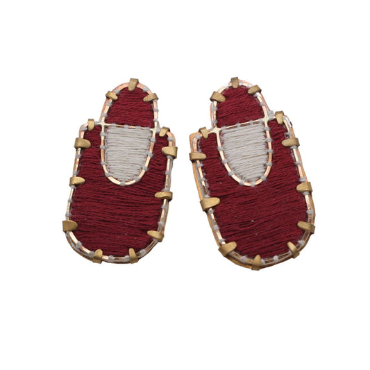 Textile Fabric Abstract Red Earrings