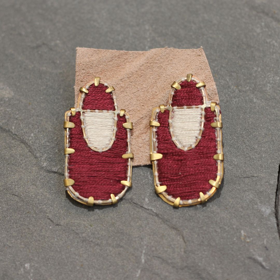 Textile Fabric Abstract Red Earrings