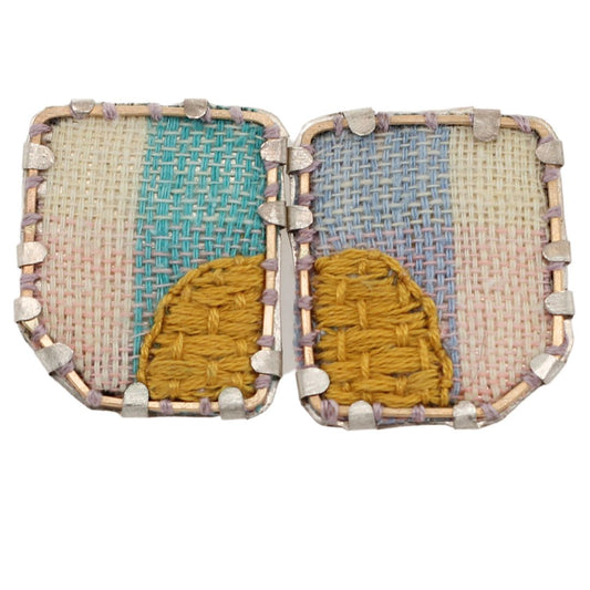 Textile Fabric Abstract Square Earrings