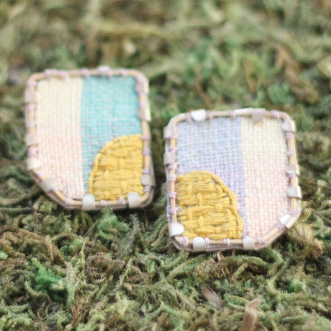 Textile Fabric Abstract Square Earrings