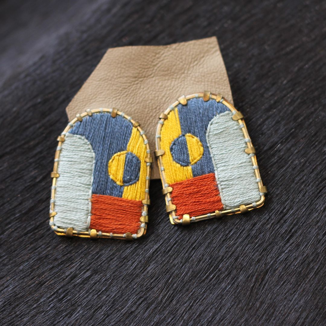 Textile Fabric Arch Earrings