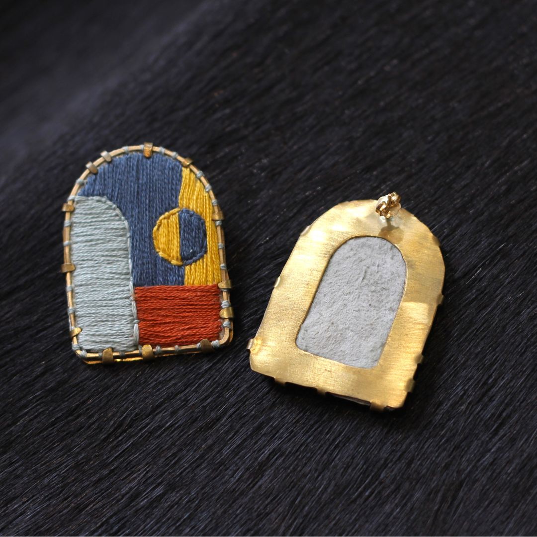 Textile Fabric Arch Earrings