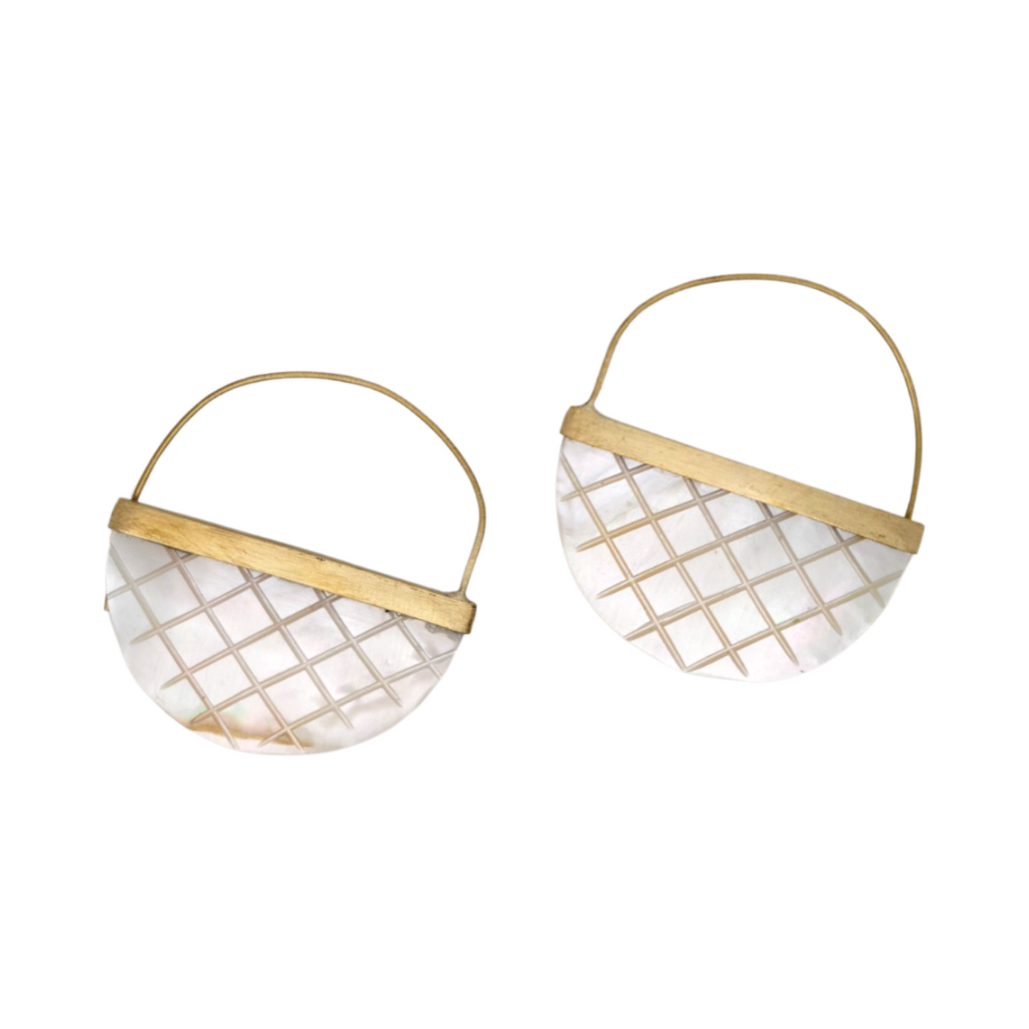 Crosshatch Mother of Pearl Earrings