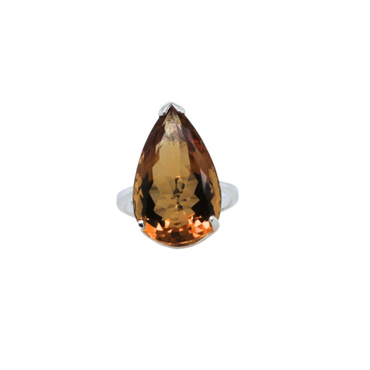 Sterling Silver Pear-Shaped Citrine Ring