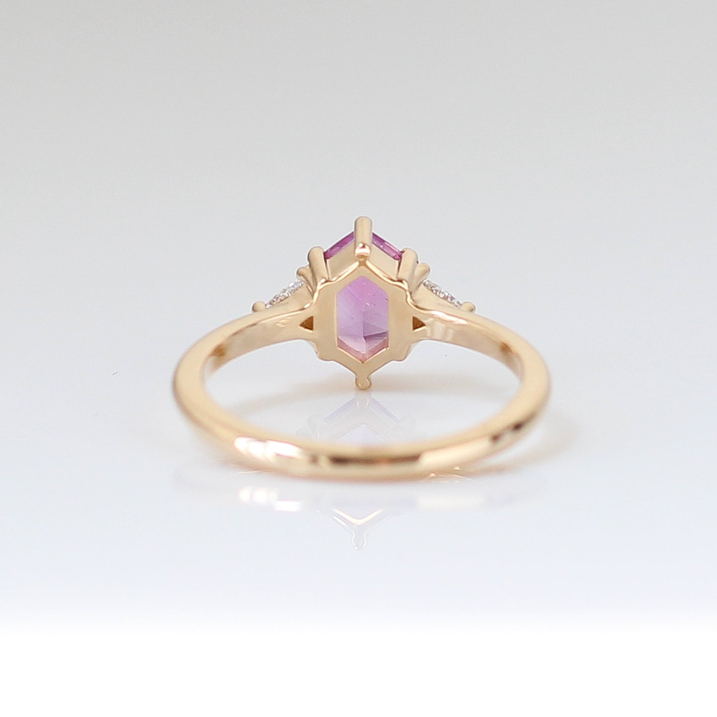 Pink Hexagon Sapphire Engagement Ring