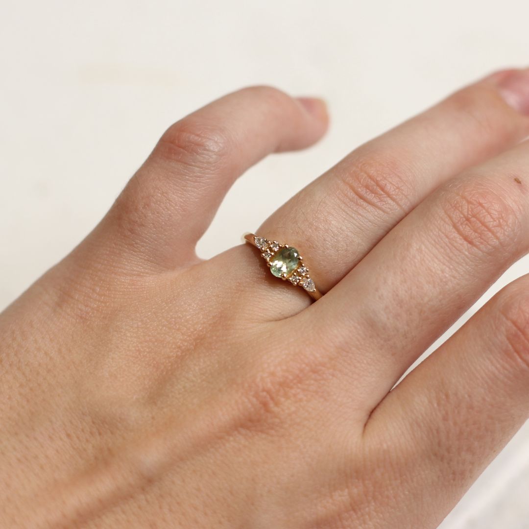 Petite Green Sapphire Engagement Ring