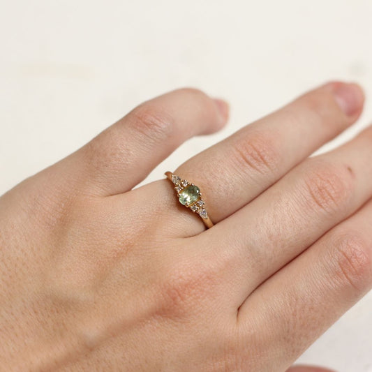 Petite Green Sapphire Engagement Ring