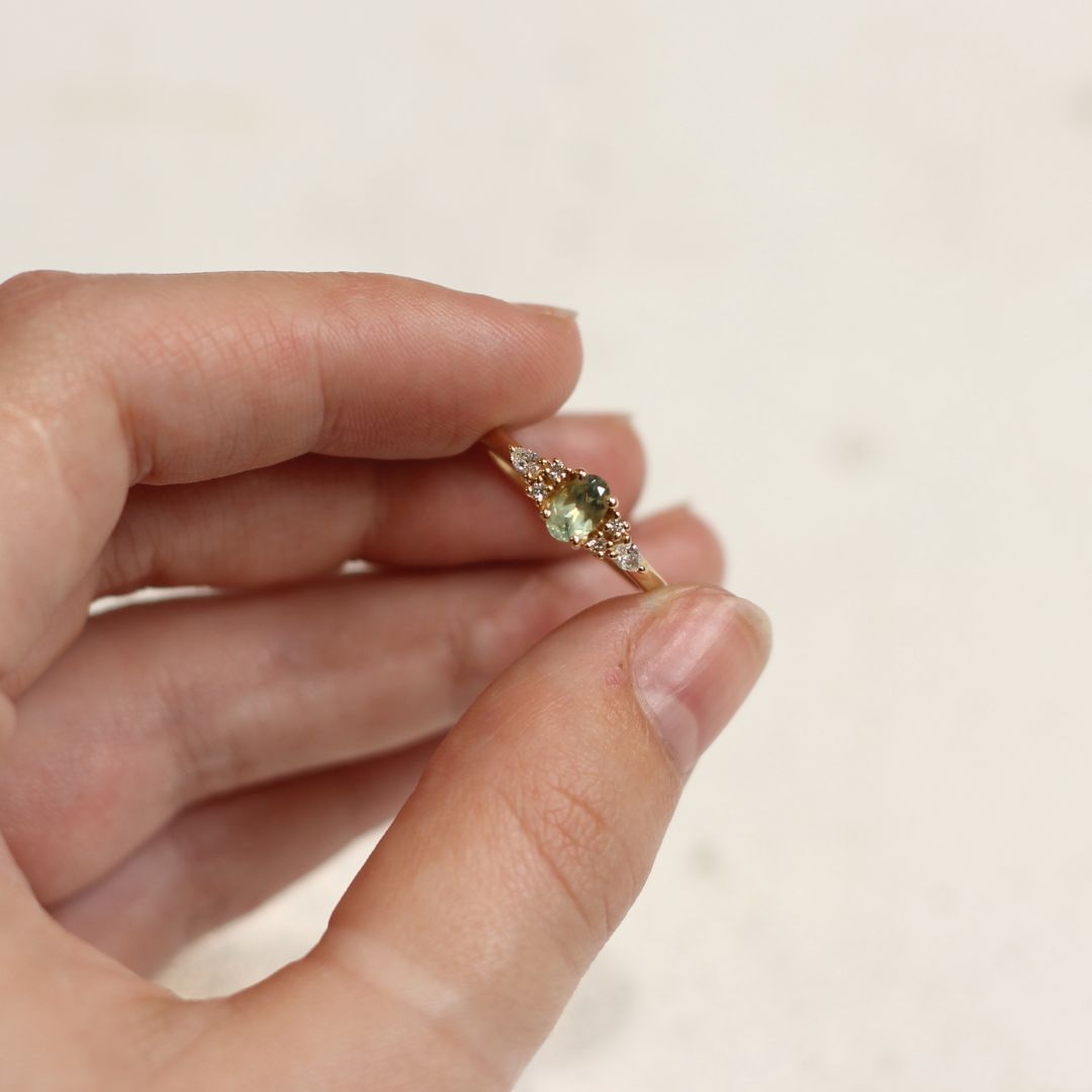 Petite Green Sapphire Engagement Ring