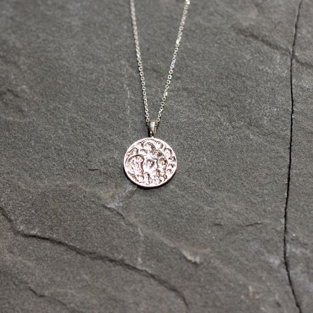 Silver Carved Full-Moon Necklace