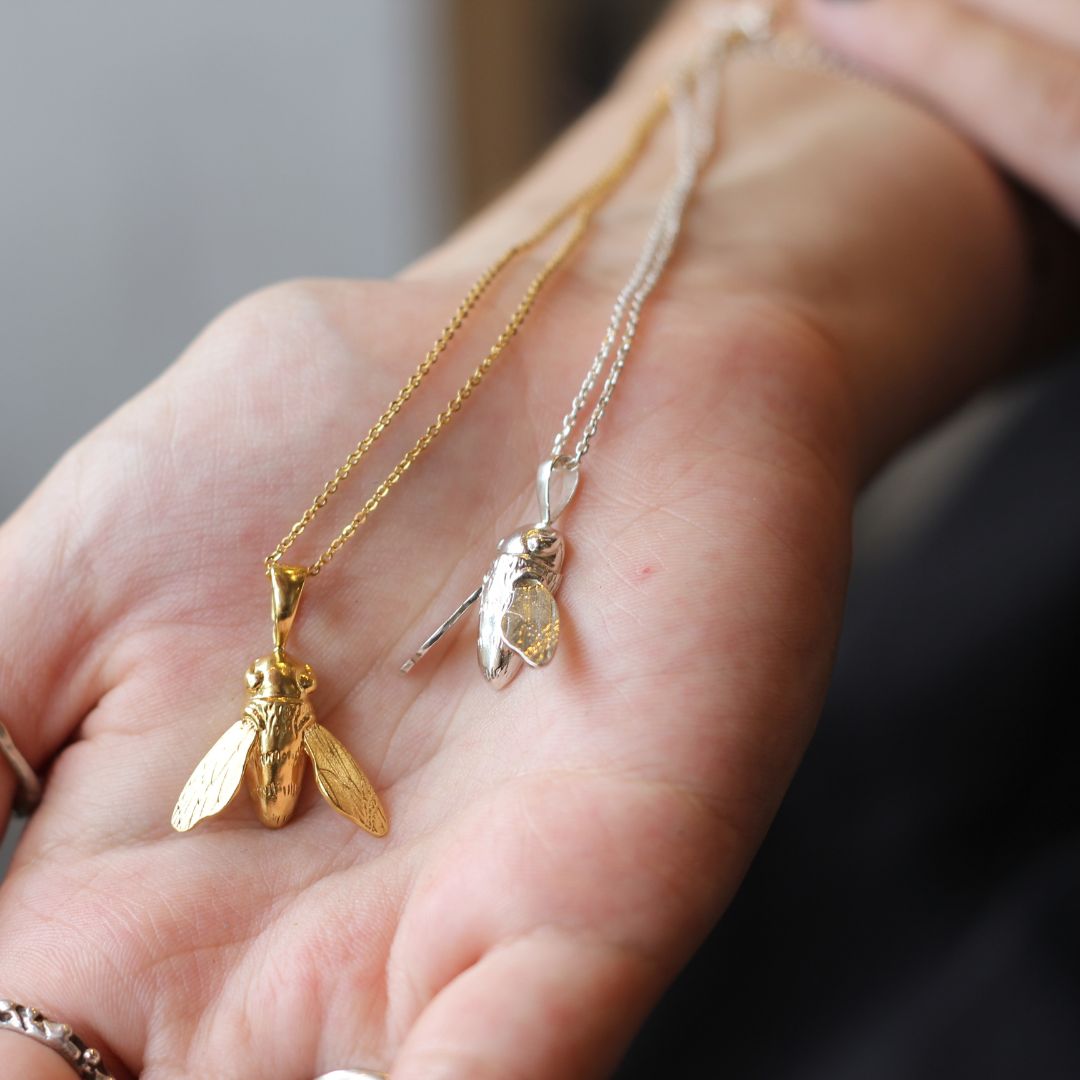 Silver Sculptural Bee Necklace