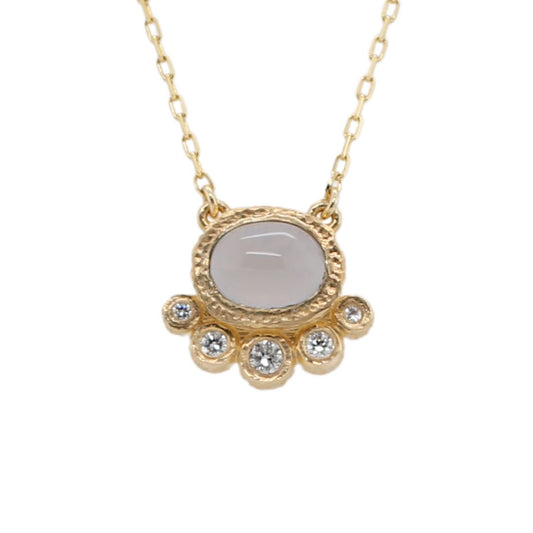 Chalcedony & Diamond Lace Necklace