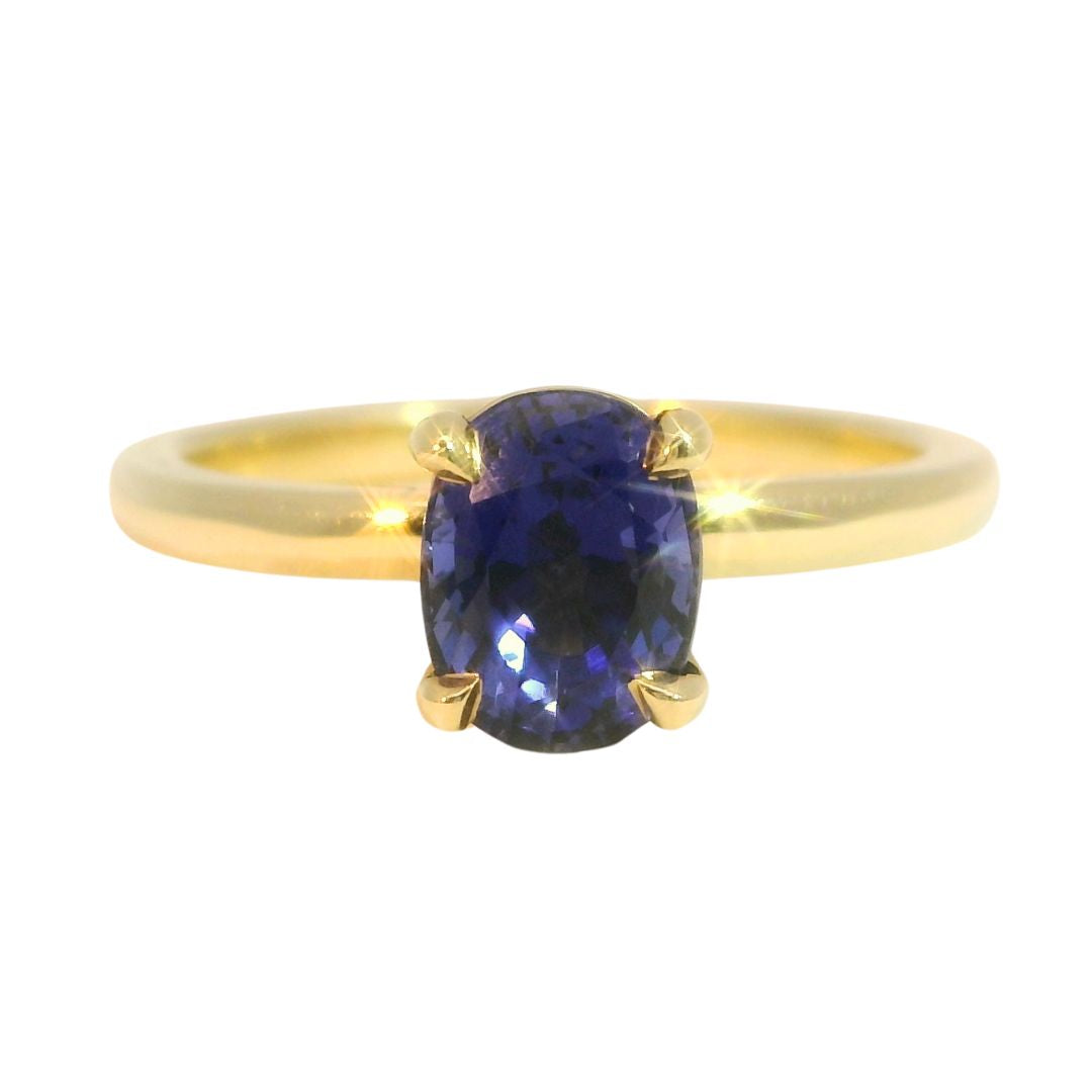 Blue Sapphire Solitaire Engagement Ring